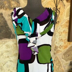 Adrienne Vittadini Studio Women’s Sleeveless Abstract Blouse - Size Medium